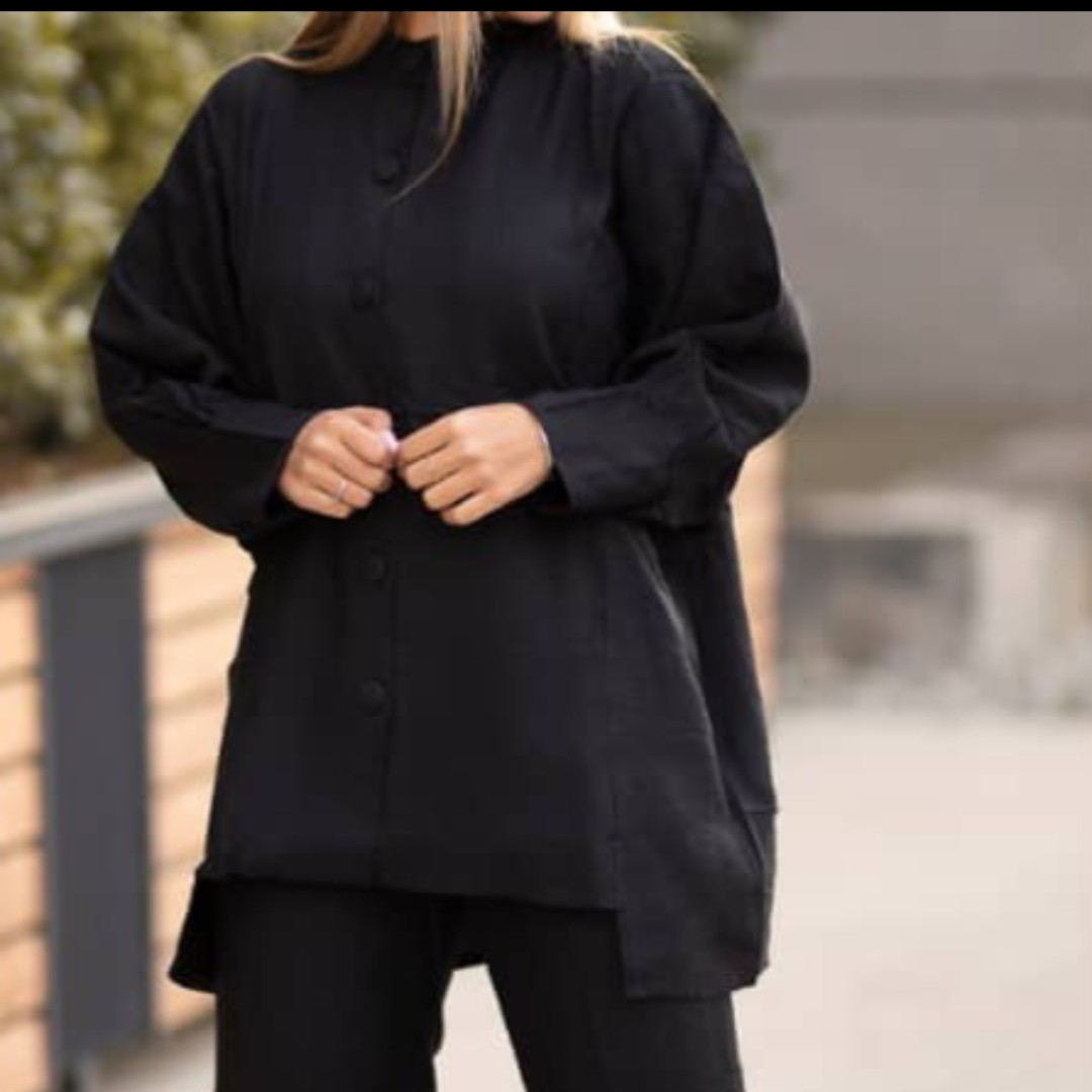 ست تونیک و شلوار ابرو بادی درجه یک تک مشکی