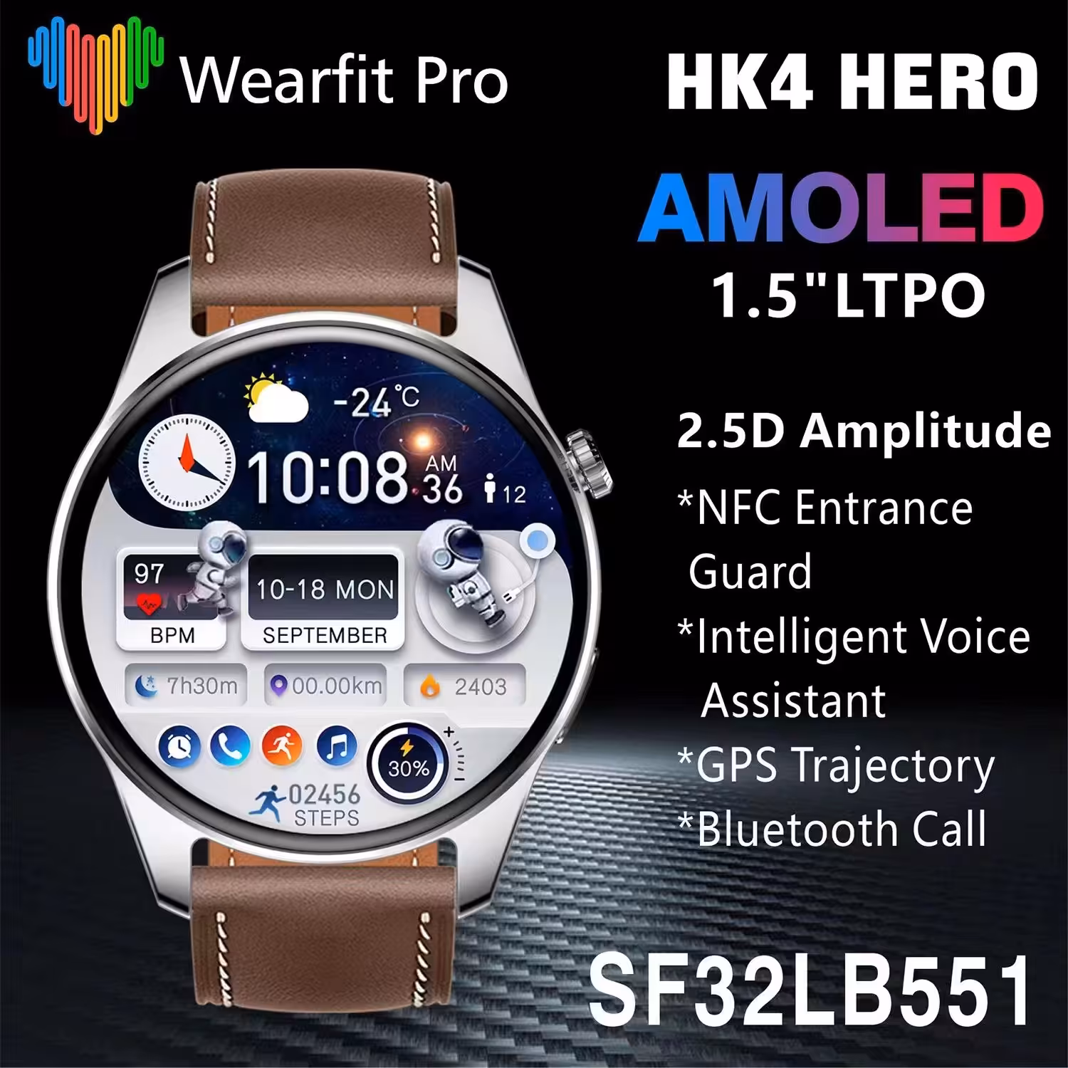 ساعت هوشمند صفحه گرد جدید hk4 hero کیفیت عالی AMOLES با ارسال سریع
