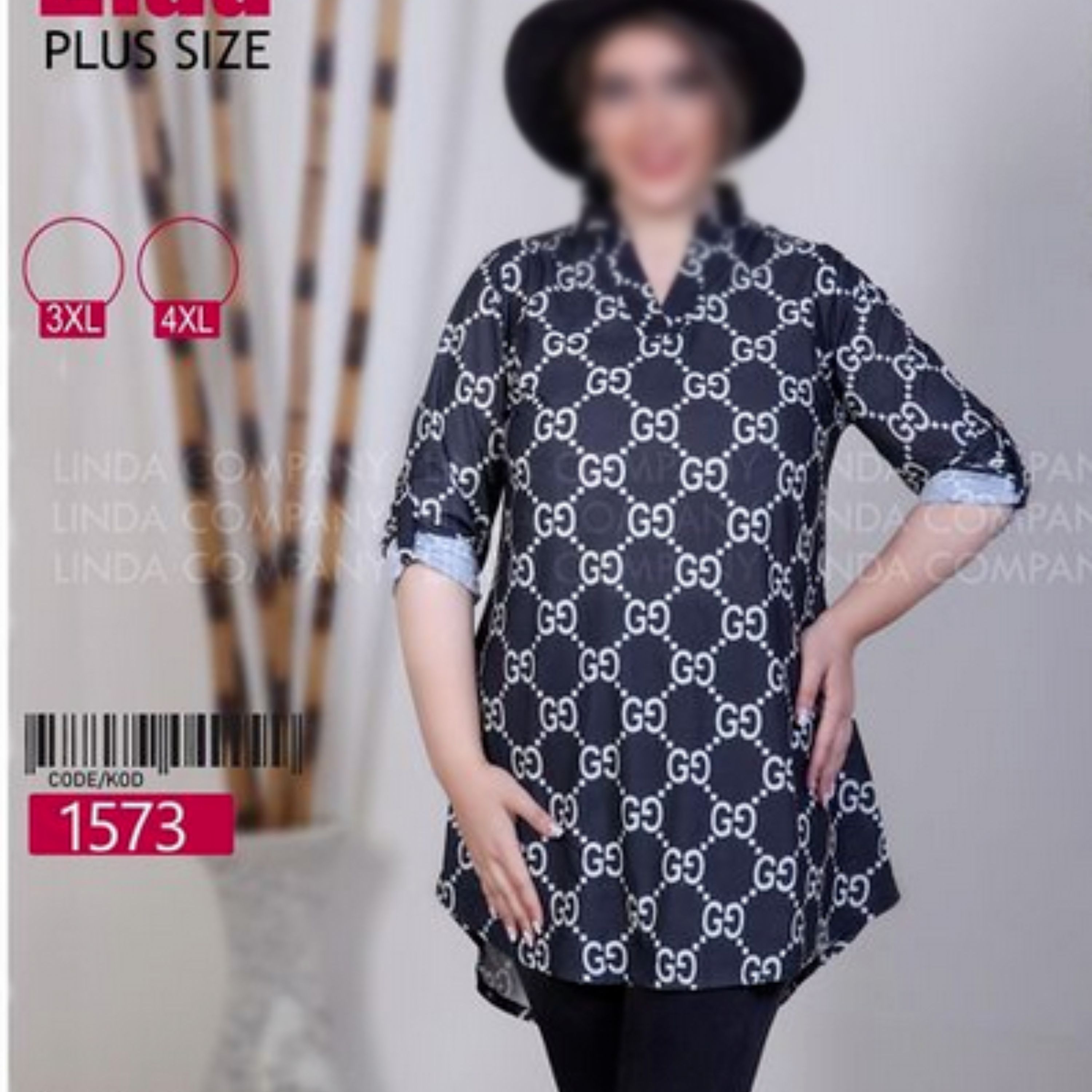 تونیک یقه ایستاده آستین پاگن دار مناسب (44 تا 60) 1