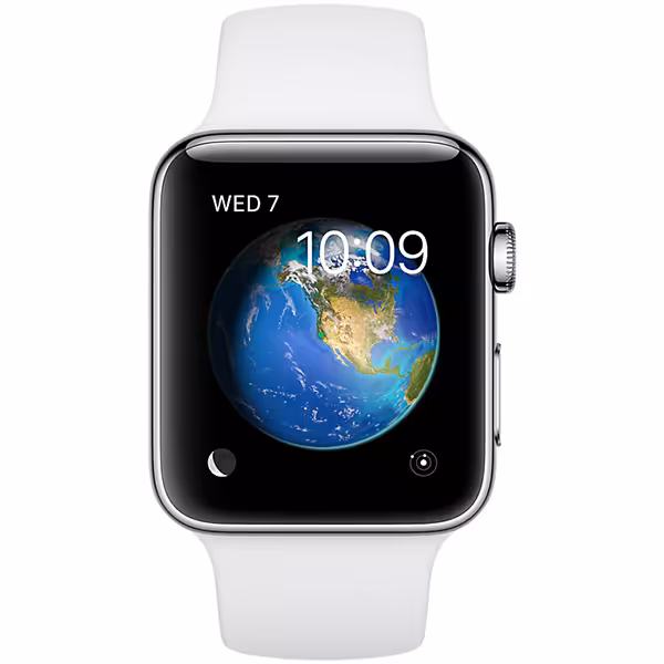 سری 2 استیل مردانه مدل Stainless Steel Case with White Sport Band - Hiapple.ir
