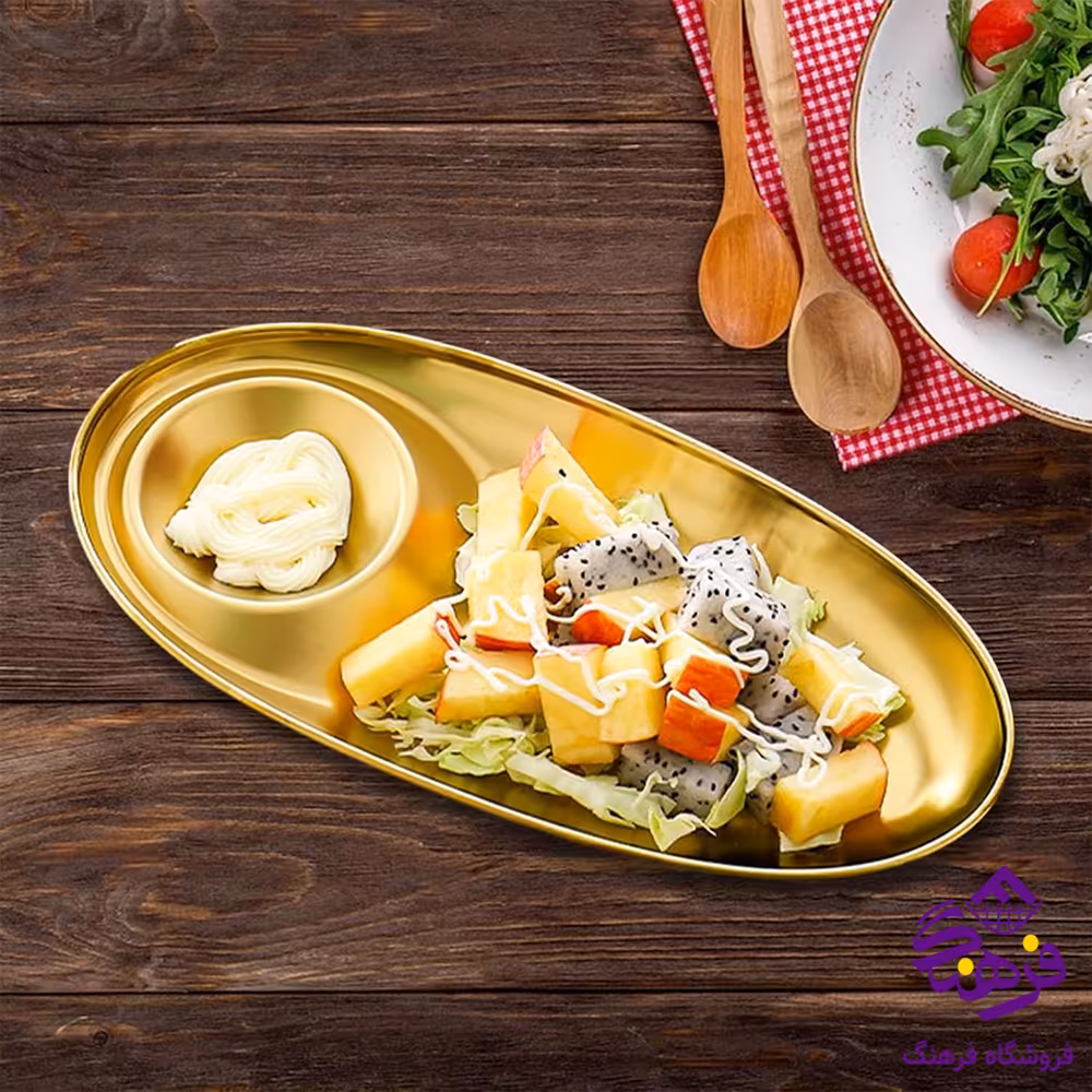 سینی سرو بیضی طلایی 45