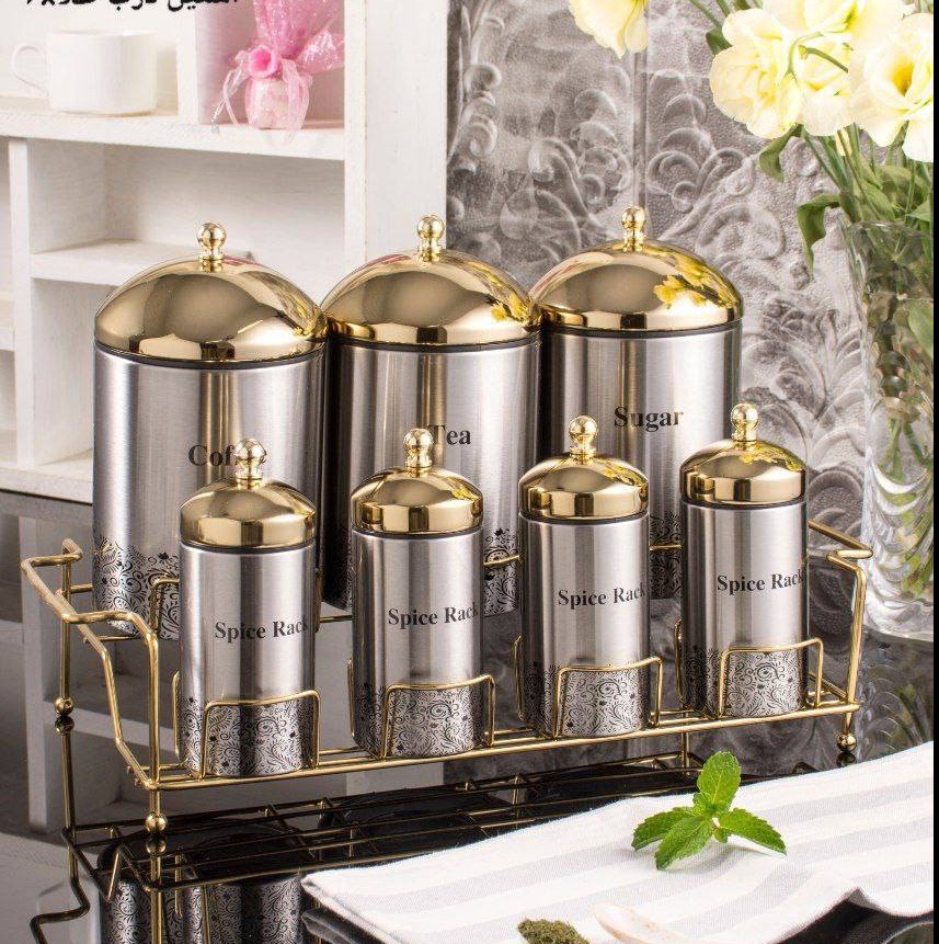 7 پارچه پاسماوری استیل در طلا  استند دار  ریور