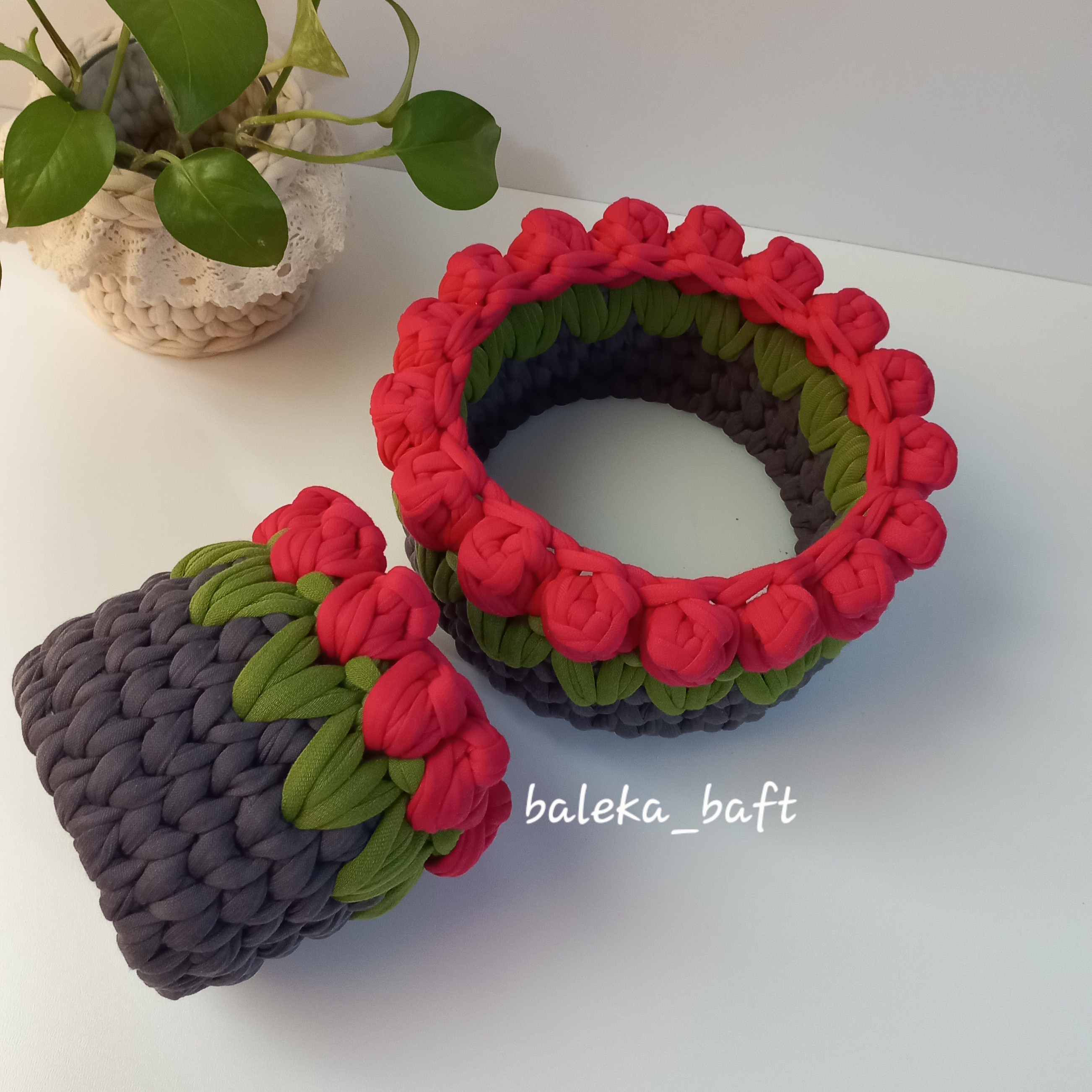 ست2 عددی سبد تریکو لاله در رنگ دلخواه