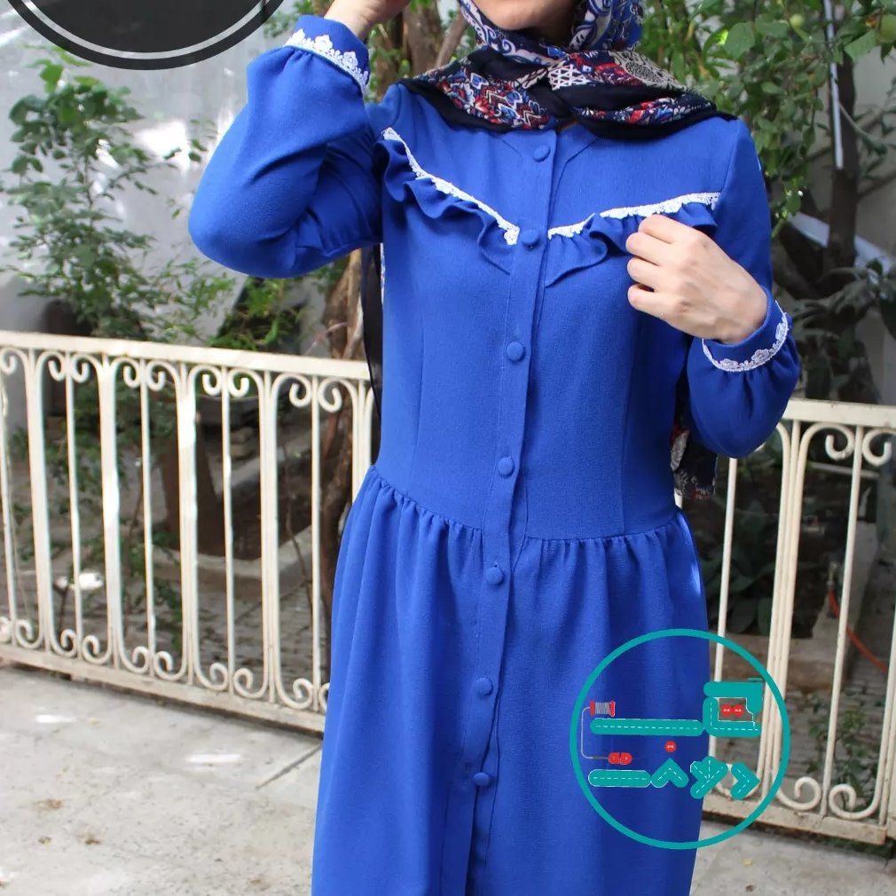 مانتو هستی رنگ آبی کاربنی سایز ایکس لارج 