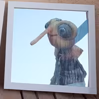 آینه آنتیک طرح(پشه ی سریال مهمونی) با قاب سفید.(چقدر سختی!)