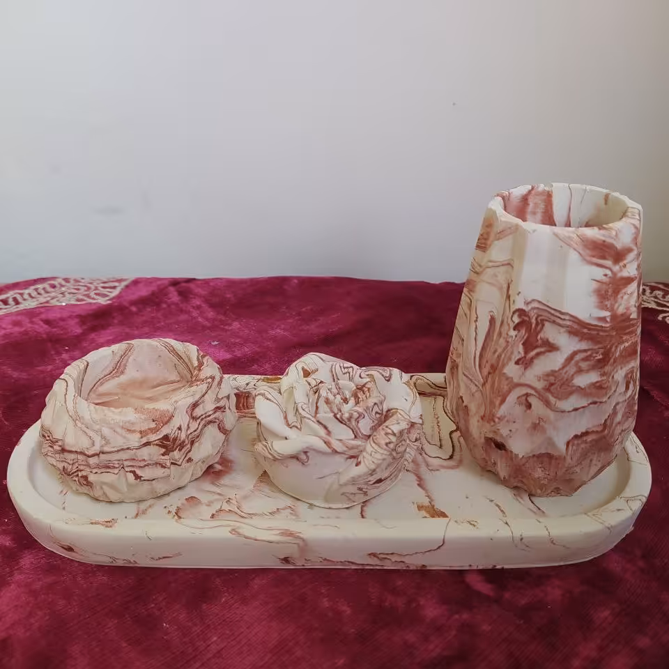 ست دکوراتیو 4 تکه جاعودی و گلدان