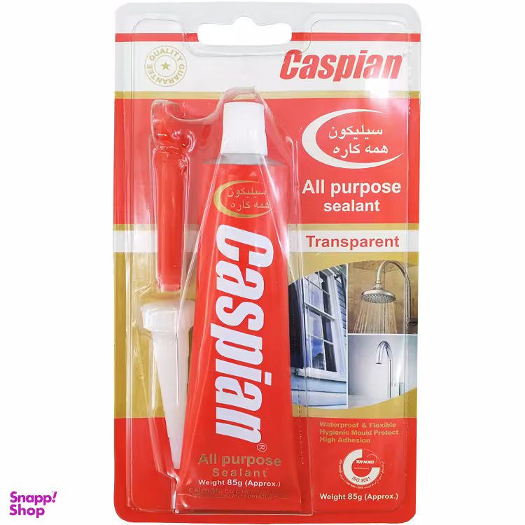 چسب سیلیکون آکواریوم کاسپین مدل شفاف تیوپی حجم 85 میلی لیتر