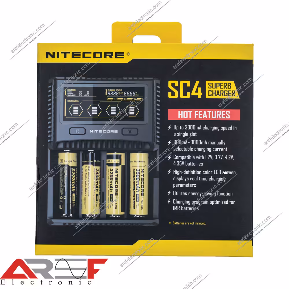شارژر فست شارژ چهارتایی NITECORE مدل SC4 - فروشگاه عارف الکترونیک