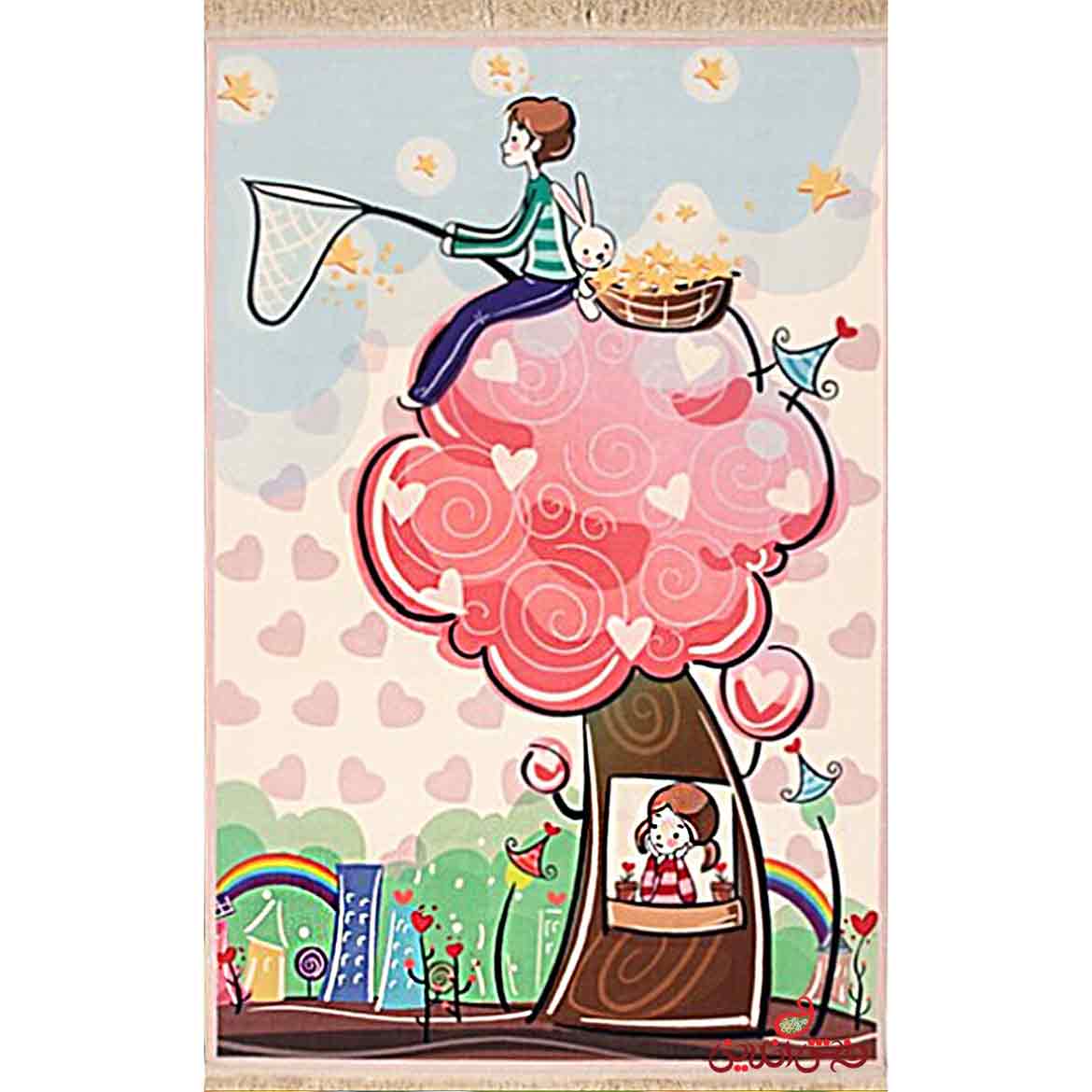 فرش ماشینی کودک کلاریس درخت و بچه ها کد 100235