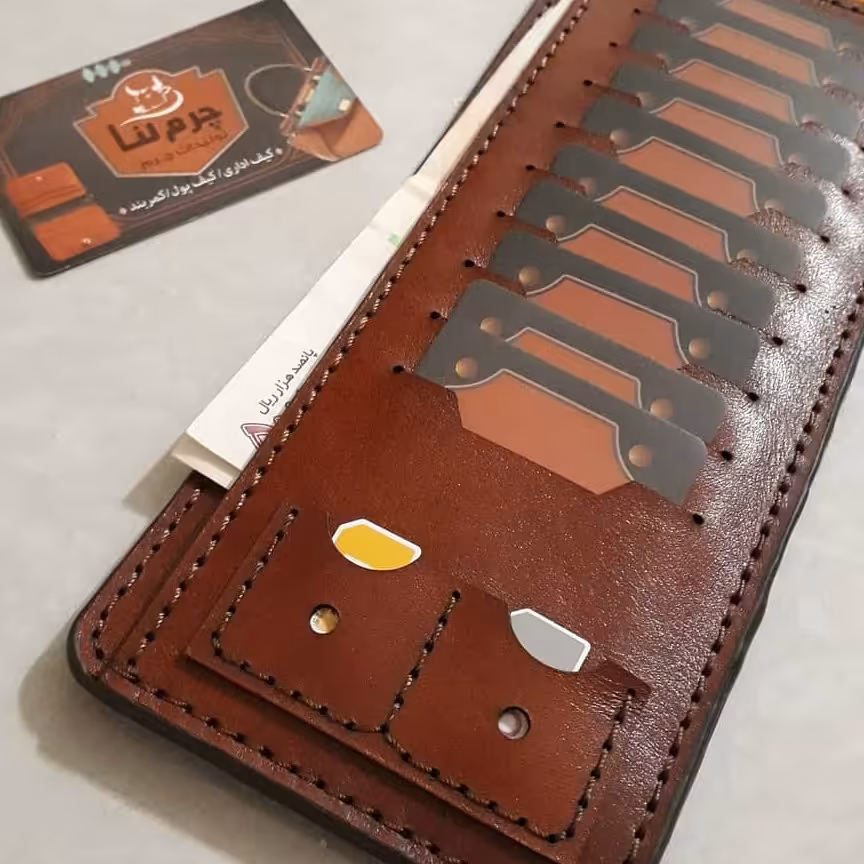 کیف دسته چک وکیف پول چرم طبیعی گاو کد345