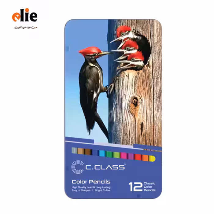 مداد رنگی 12 رنگ سی کلاس جعبه فلزی