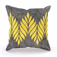 کوسن مربعی طرح پیچک مخمل طوسی تیره و زرد ابروبادی شاین