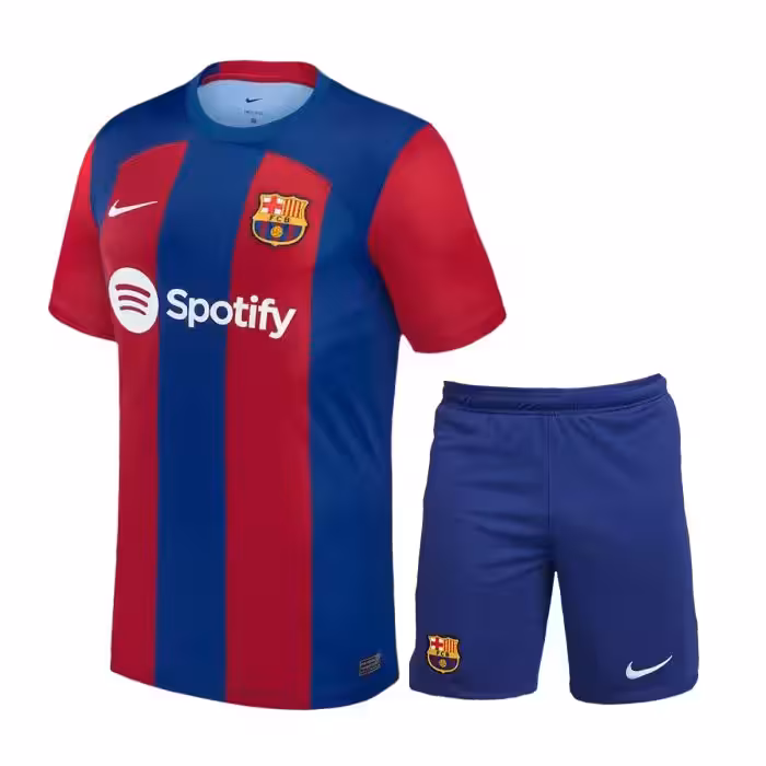 کیت اول بارسلونا 2024 ست پیراهن و شورت با لوگوی دوختی و تایلندی