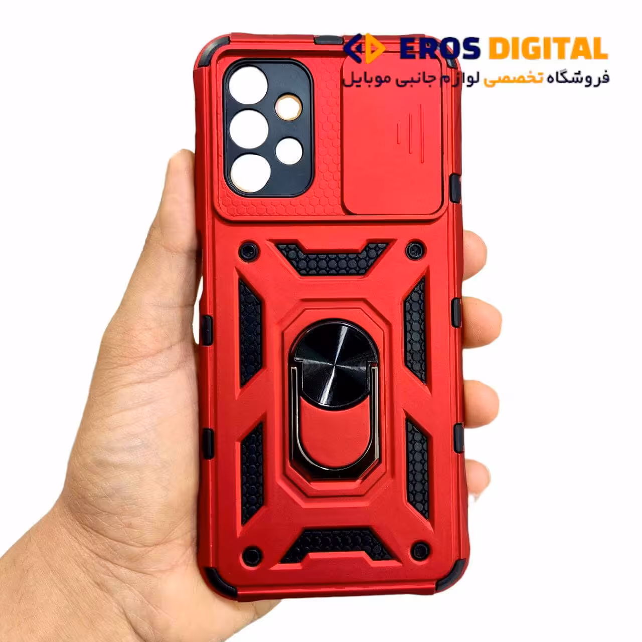 قاب ضد ضربه گوشی A13 4G محافظ لنز دار کشویی تاندربولت - قرمز روشن