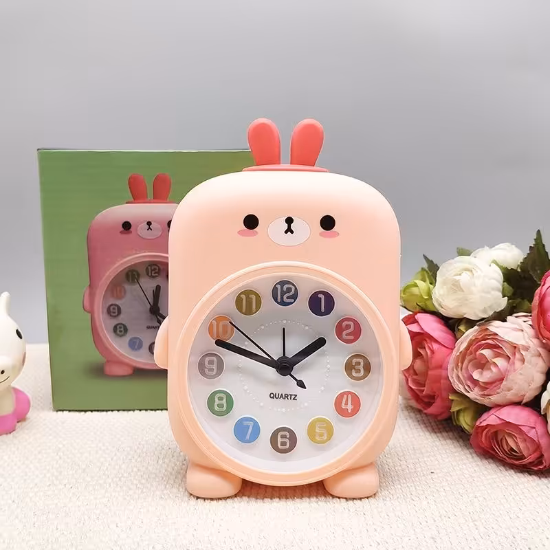  ساعت رومیزی فانتزی آلارم دار خرگوش توپلو صورتی  