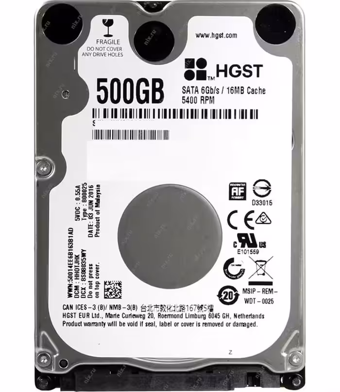 هارد دیسک لپ تاپ اچ جی اس تی با ظرفیت 500 گیگابایت