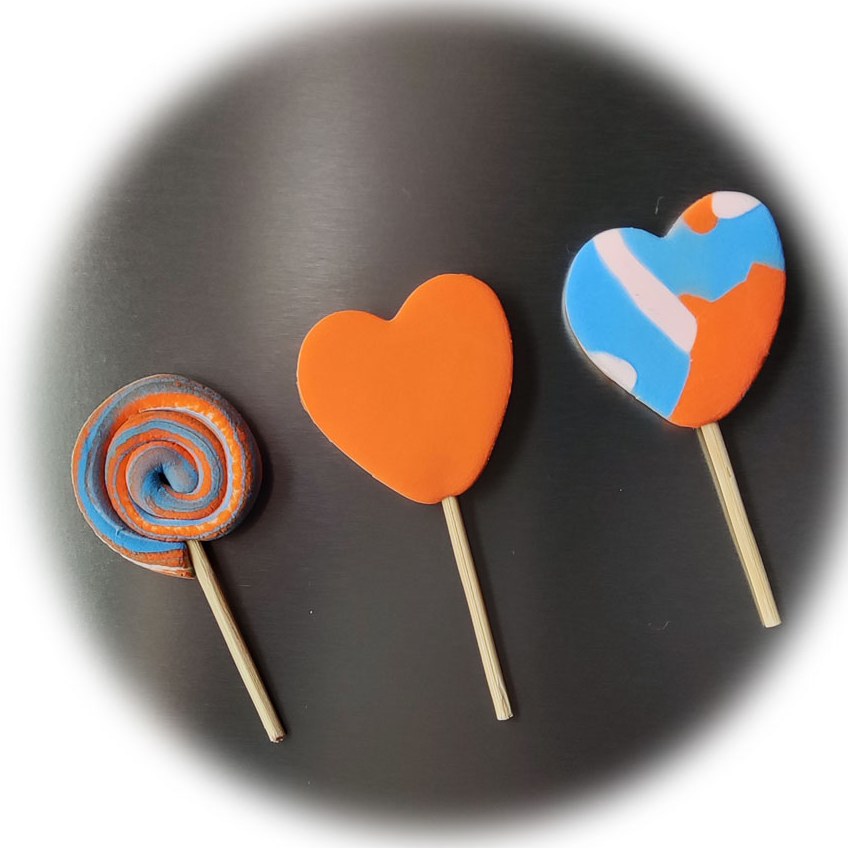 مگنت یخچال آبنبات چوبی قلبی مجموعه 3عددی هدیه ولنتاین - رنگ نارنجی - آهنربای