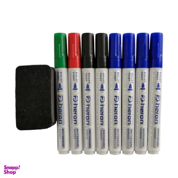 ماژیک وایت برد پلیکان (Pelikan) مدل هرون به همراه تخته پاک کن بسته 8 عددی