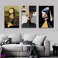 تابلو شاسی بکلیت طرح نقاشی دکوری مدرن سبک مینیمال مدل SH-1470 مجموعه 3 عددی