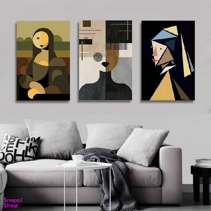 تابلو شاسی بکلیت طرح نقاشی دکوری مدرن سبک مینیمال مدل SH-1470 مجموعه 3 عددی