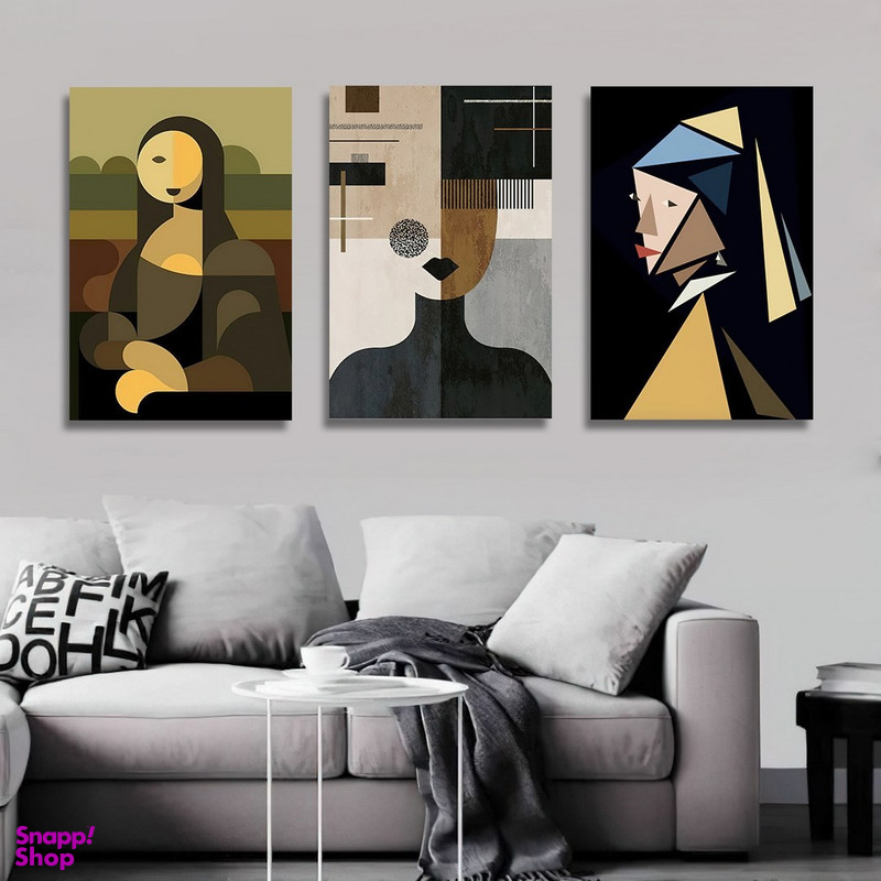 تابلو شاسی بکلیت طرح نقاشی دکوری مدرن سبک مینیمال مدل SH-1470 مجموعه 3 عددی