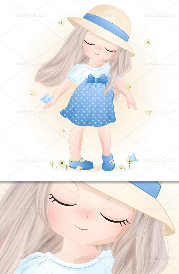 وکتور کاراکتر دختر بچه بامزه | گرافیک با طعم تربچه