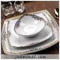 سرویس چینی پردیس طرح شاینا فیروزه ای 30 پارچه کد 147i