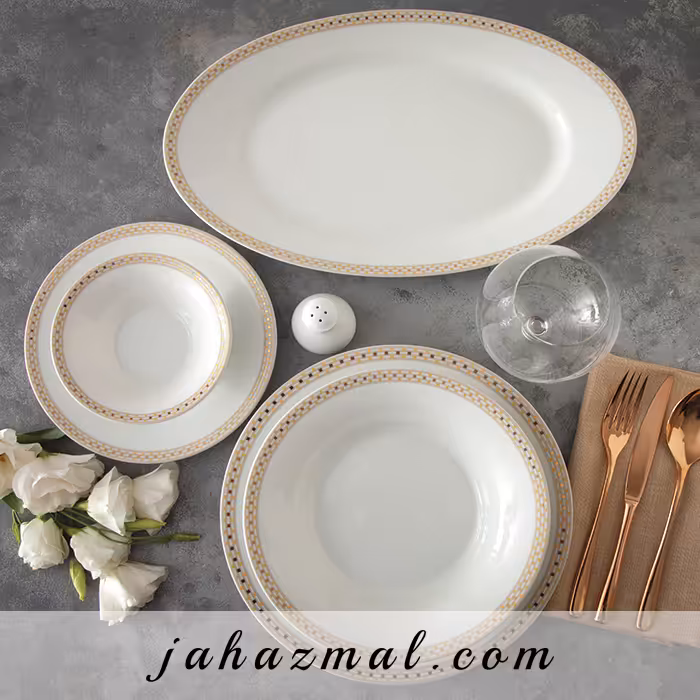 سرویس چینی زرین طرح اسکوآیر 35 پارچه