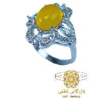 انگشتر نقره زنانه عقیق شرف و المشس همراه با روکش طلای سفید کد SLSH09 بازرگانی لطفی 