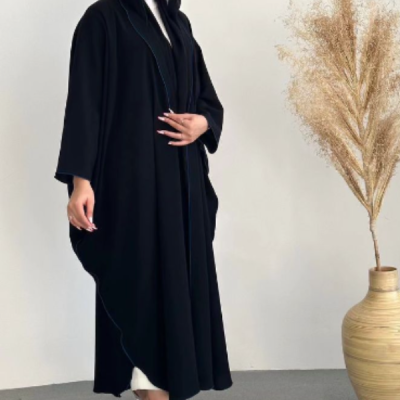 پانچو زنانه کرپ مدل مانتو عبایی مغزی دوزی