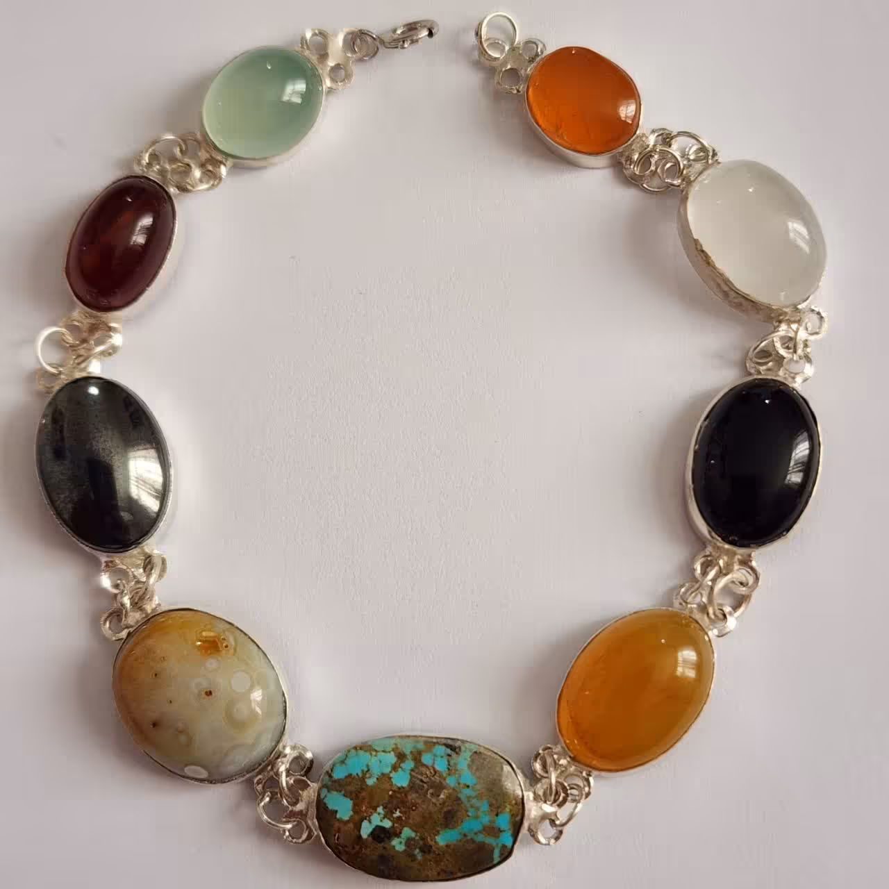 دستبند ام البنین نقره 9 جواهر با سنگ اصل