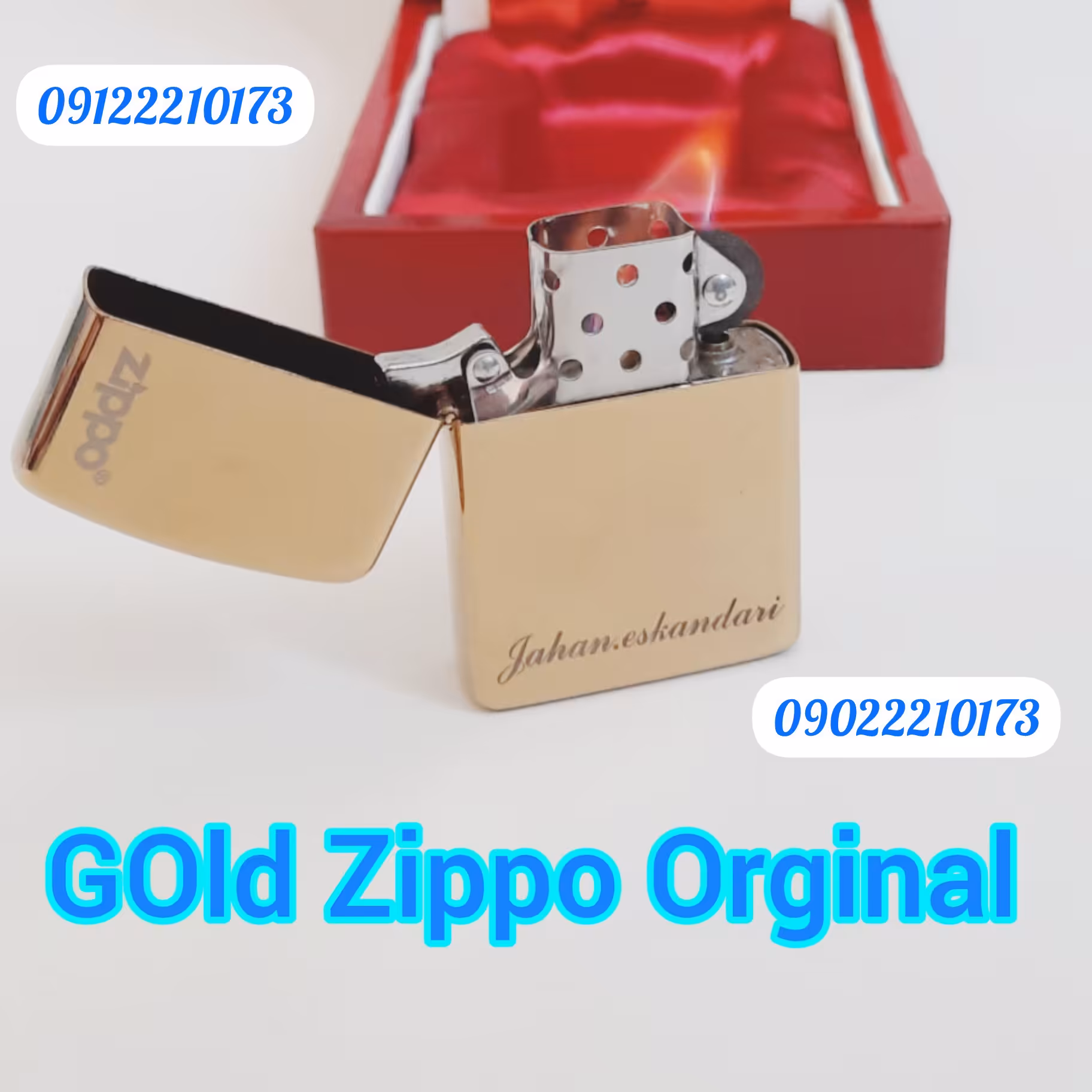 فندک روکش طلای زیپو  اورجینال با اامکان حک چهره