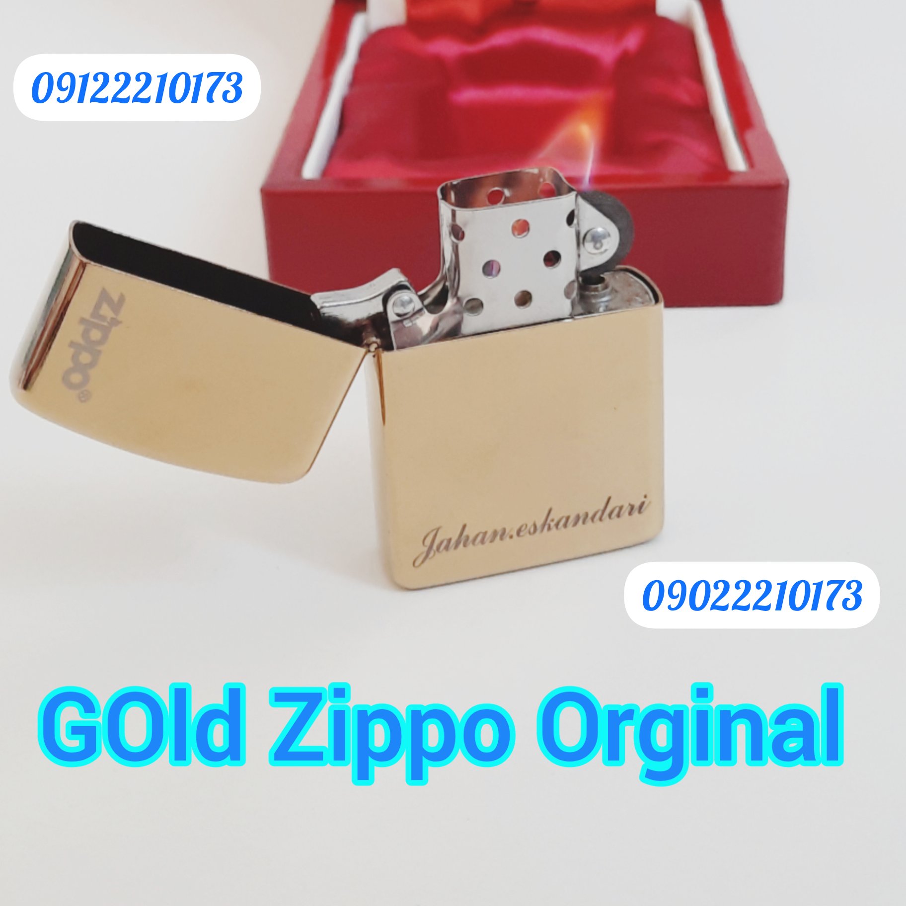فندک روکش طلای زیپو اورجینال با اامکان حک چهره