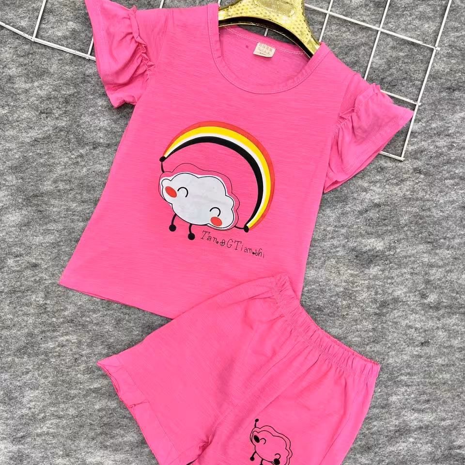 ست تیشرت شلوارک نخی وارداتی سایز 1 تا 4 سال