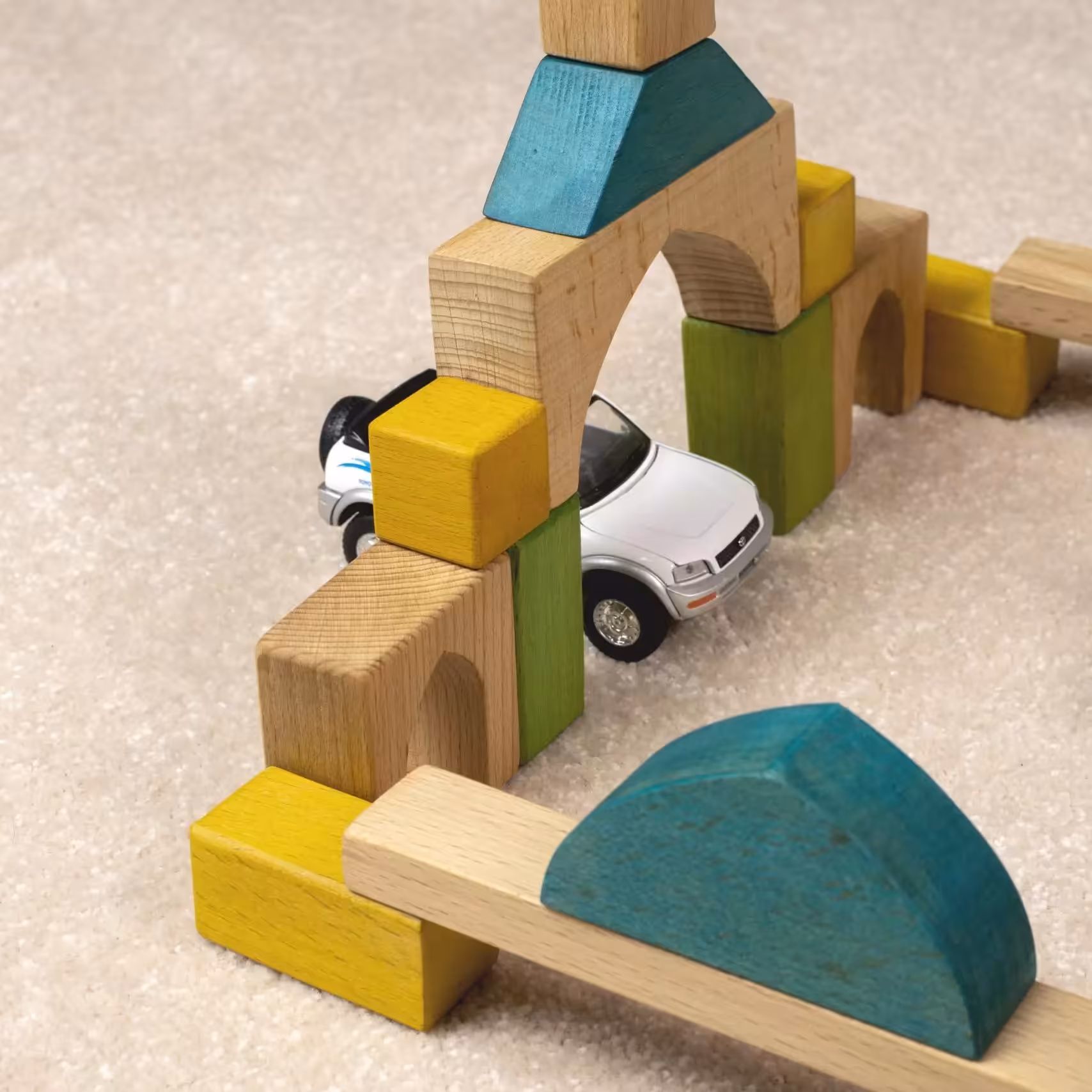 40 بلوکه چوبی خانه سازی خلاق مکمل اسباب بازی های کودک- چوب و رنگ استاندارد-نرم