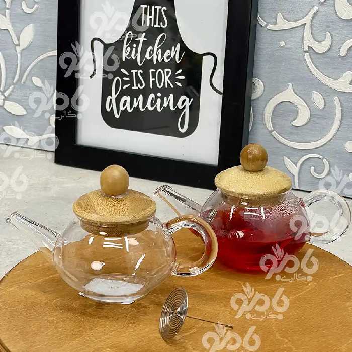 قوری زعفران پیرکس درب بامبو