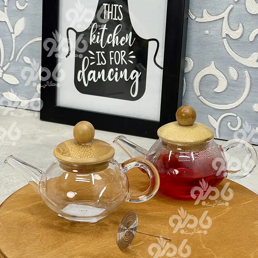 قوری زعفران پیرکس درب بامبو