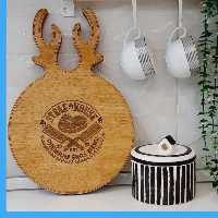 تخته گوشت تخته پیتزا تخته سرو تخته چوبی  تخته گرد شاخ گوزنی سایز کوچک 