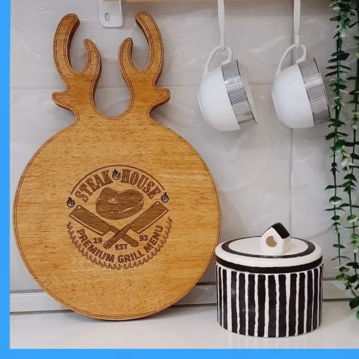 تخته گوشت تخته پیتزا تخته سرو تخته چوبی  تخته گرد شاخ گوزنی سایز کوچک 