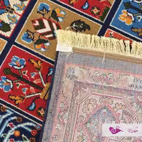 گلیم ماشینی 6 متری نقشه خشتی سرمه ای