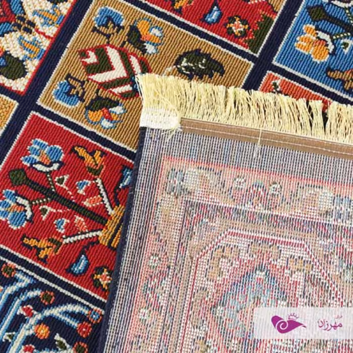 گلیم ماشینی 6 متری نقشه خشتی سرمه ای