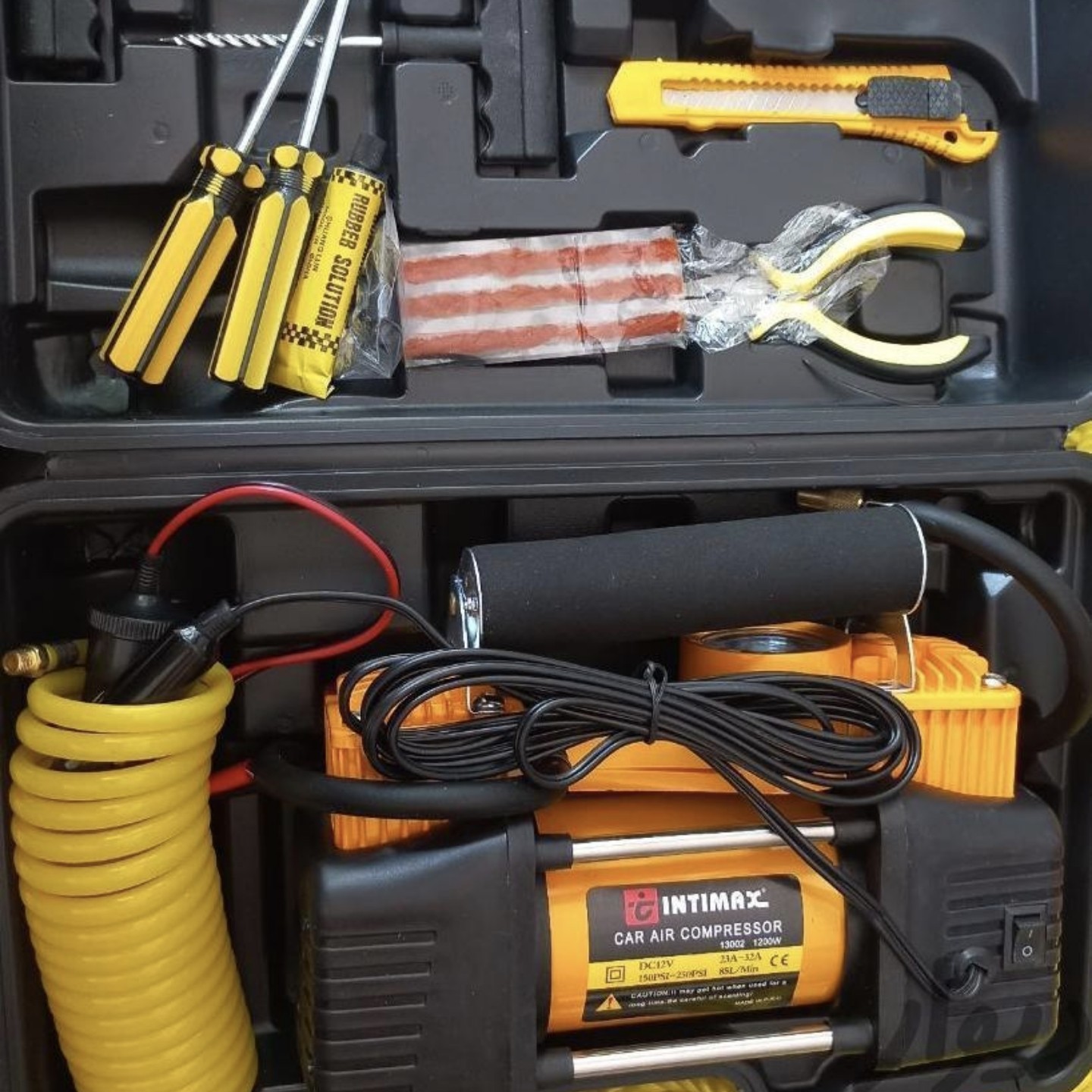 کمپرسور باد پمپ باد فندکی اینتیمکس دو سیلندر مخصوص کلیه خودروها حتی تراکتور