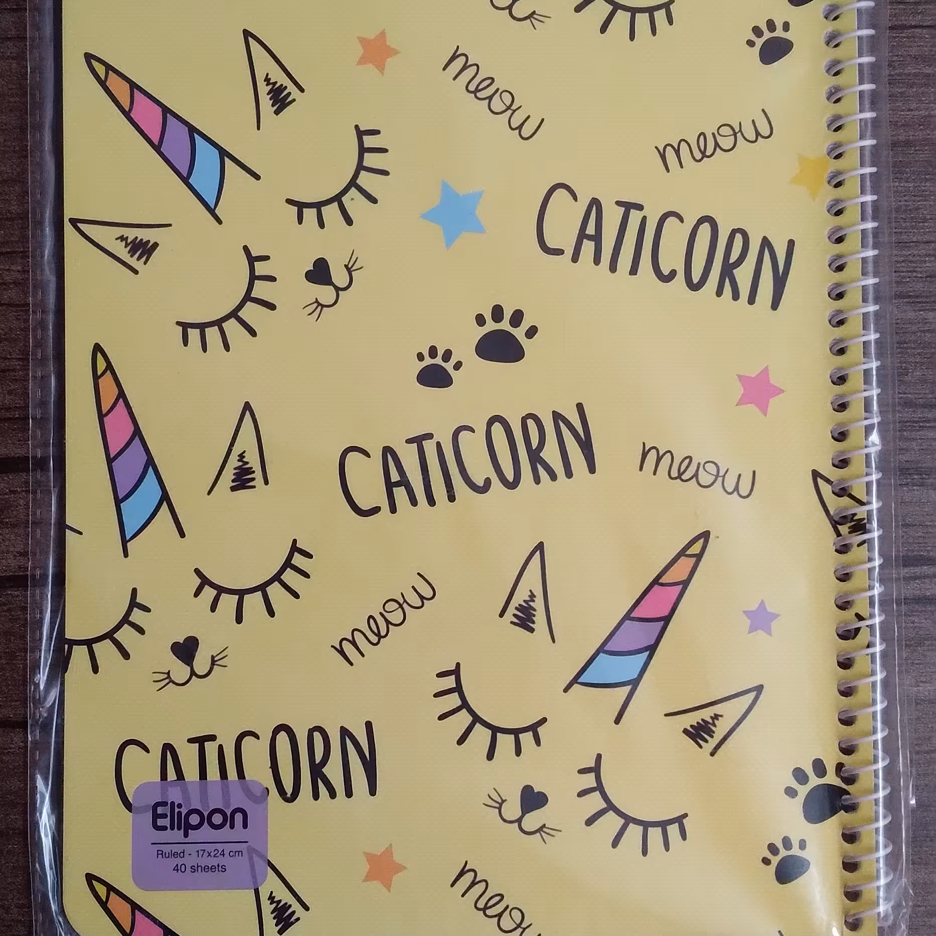 دفتر مشق 40 برگ سیمی الیپون طرح گربه تک شاخ جلد مقوایی