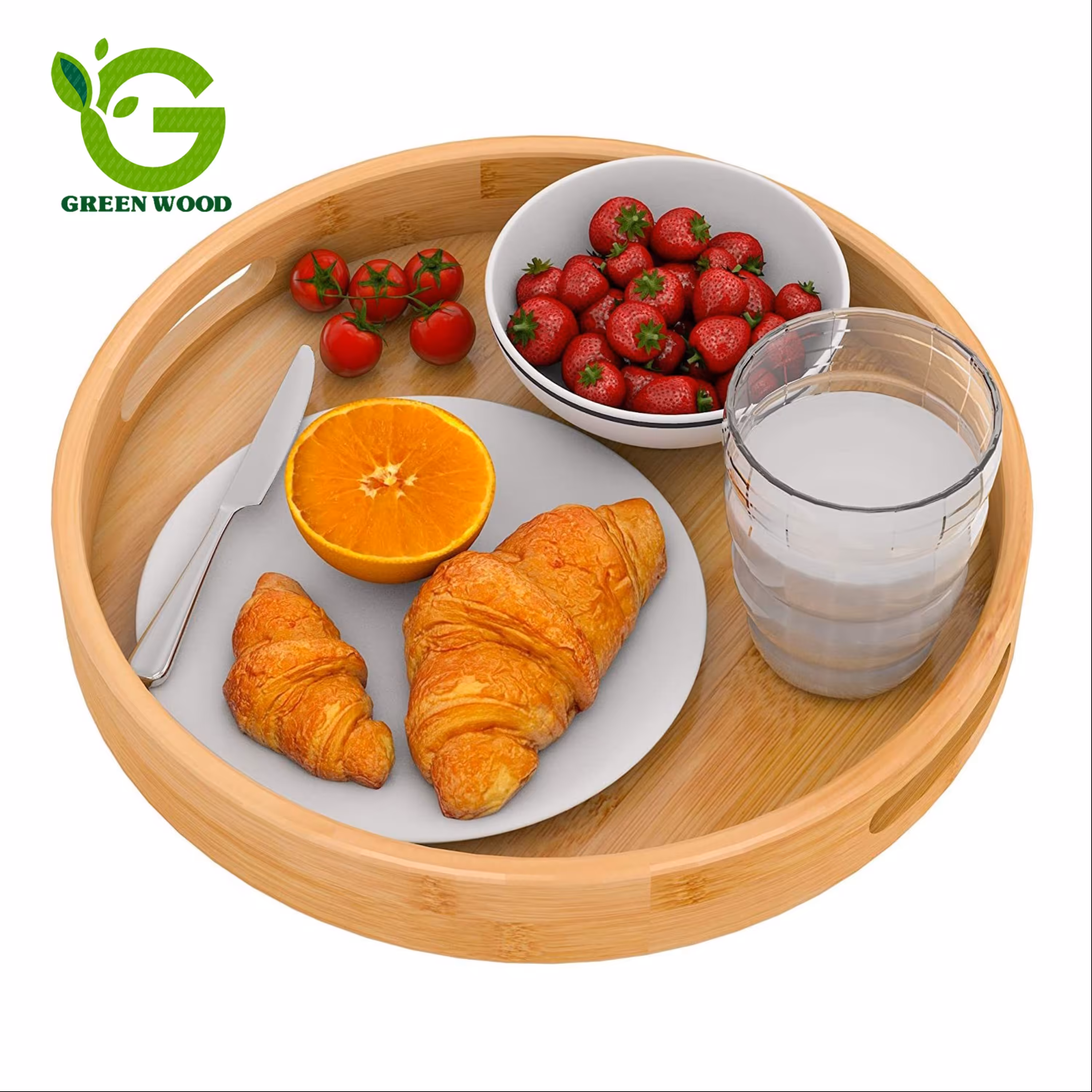 سینی پذیرایی چوبی بامبو(سینی سرو سینی پذیرایی) گرد مدل D35 کد Gw50501043