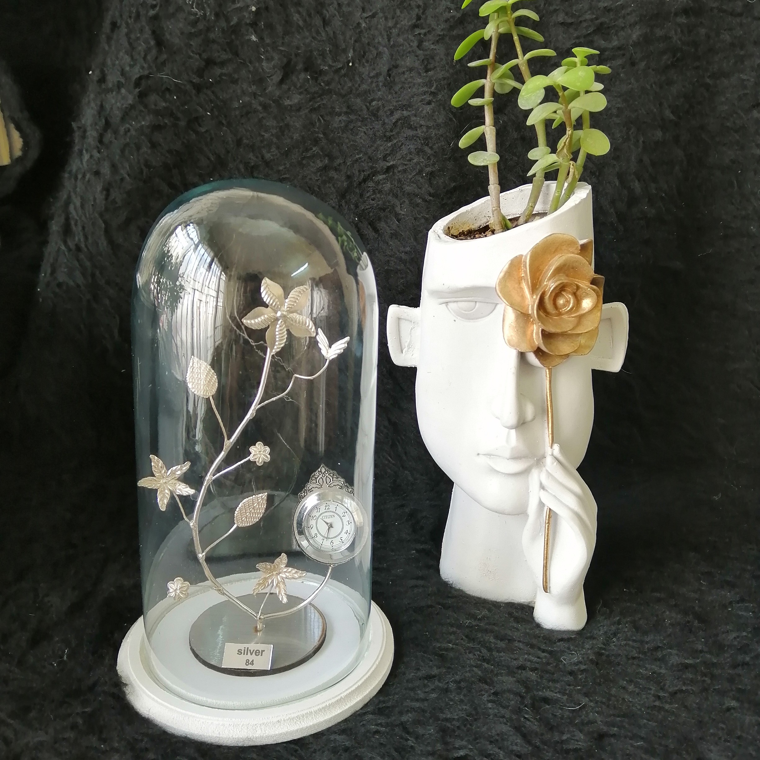 گل نقره ساعت دار رومیزی