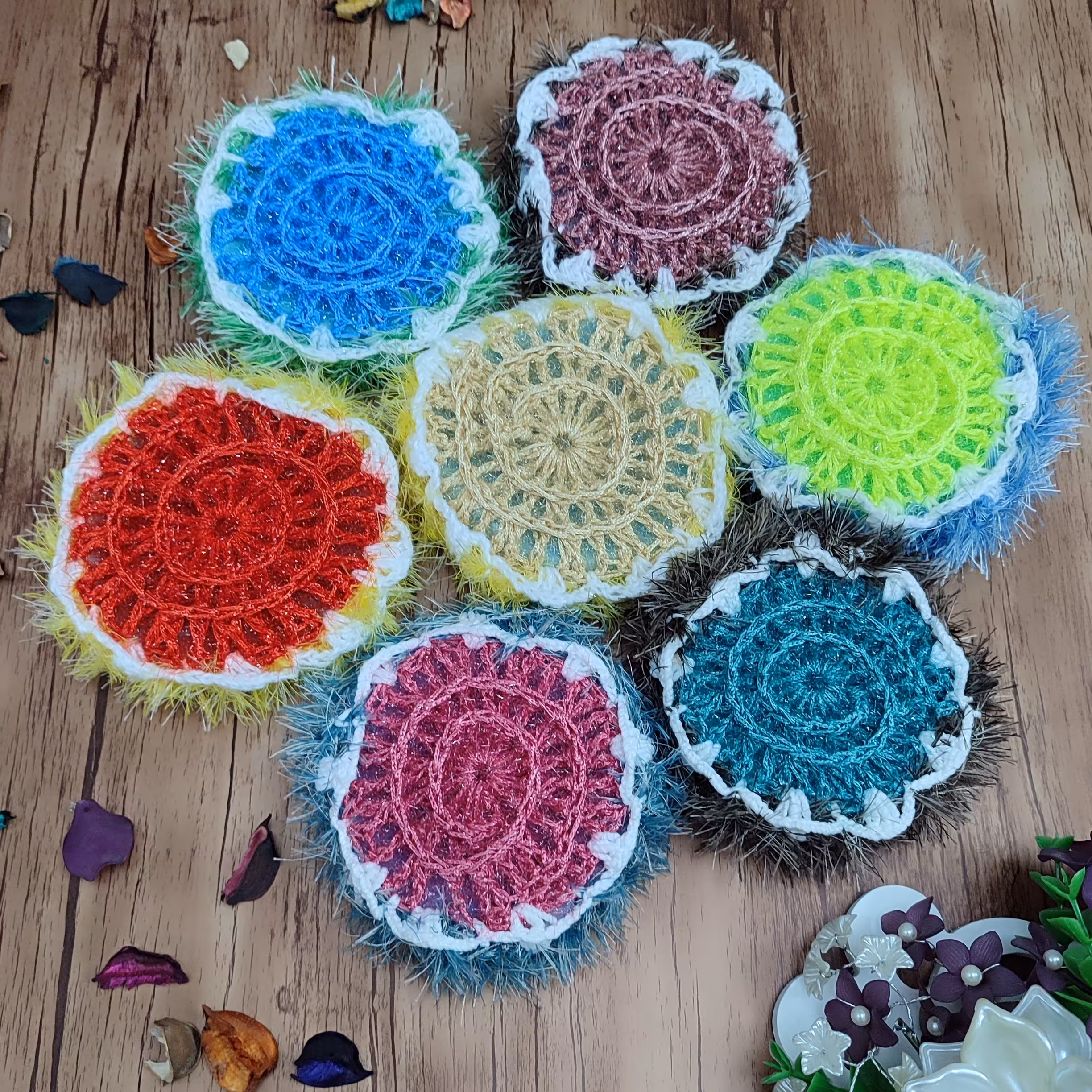 اسکاج اسفنج دار مدل گل دو رو 