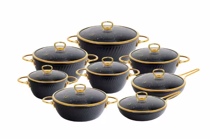 ‫سرویس قابلمه 16 پارچه یراق طلایی ماینز برند ام جی اس MGS کد کالا