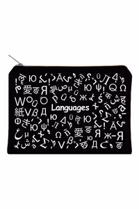 زیپ کیف سایز A5 Languages مشکی دات نوت