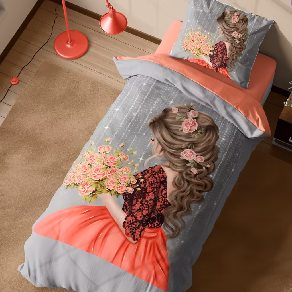  پرده چاپی  سه بعدی  کد 426 طرح دخترانه پارچه هازان