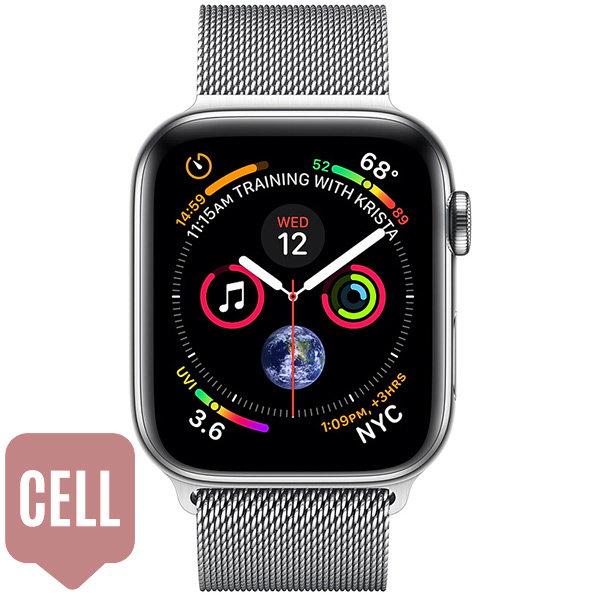 سری 4 استیل مردانه 44 میلیمتری مدل Stainless Steel Case with Milanese Loop سلولار - Hiapple.ir